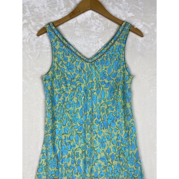 Sigrid Olse Midi Dress Womens 6 Slip 100% Rayon Sleeveless Cottagecore Deep V - Picture 2 of 13